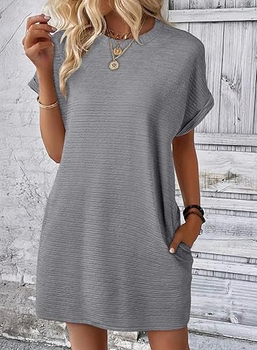 Women’s 2025 Short Sleeve Mini Dress – Casual Spring Summer Beach Vacation Wear