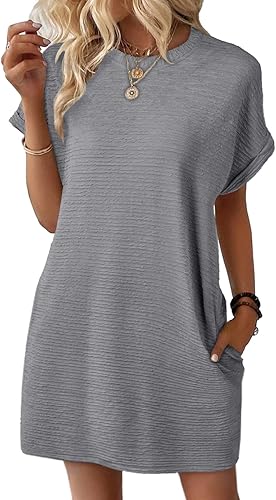 Women’s 2025 Short Sleeve Mini Dress – Casual Spring Summer Beach Vacation Wear
