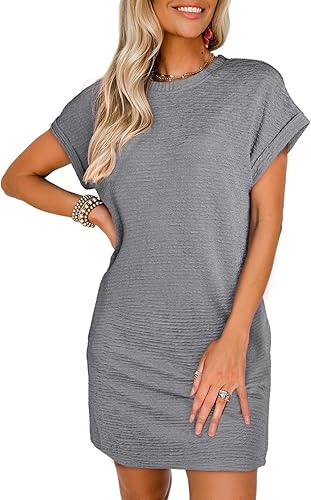 Women’s 2025 Short Sleeve Mini Dress – Casual Spring Summer Beach Vacation Wear